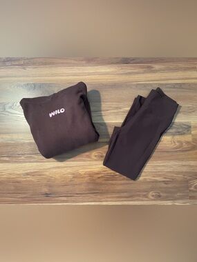 Wilo the Label Wellness Club Hoodie and Legging Active Set Brown M NWT